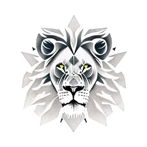 lion with compass tattoo design idea