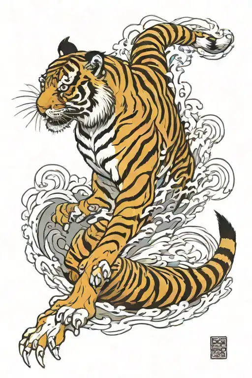 Tiger full body made tattoo design idea