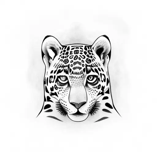 A majestic jaguar emerging from a tropical rainforest tattoo design idea