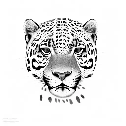 A majestic jaguar emerging from a tropical rainforest tattoo design idea