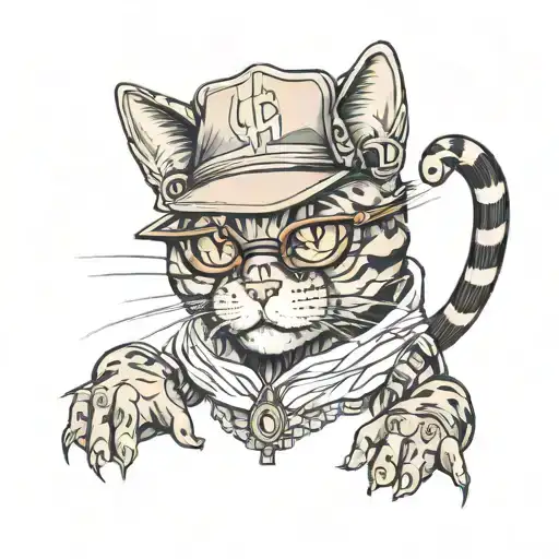cat rapper tattoo design idea