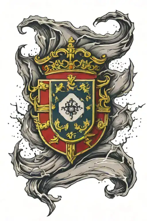  portugal flag with thunder lightning tattoo design idea