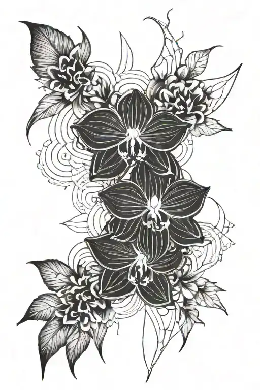 black orchid with mandalas  tattoo design idea