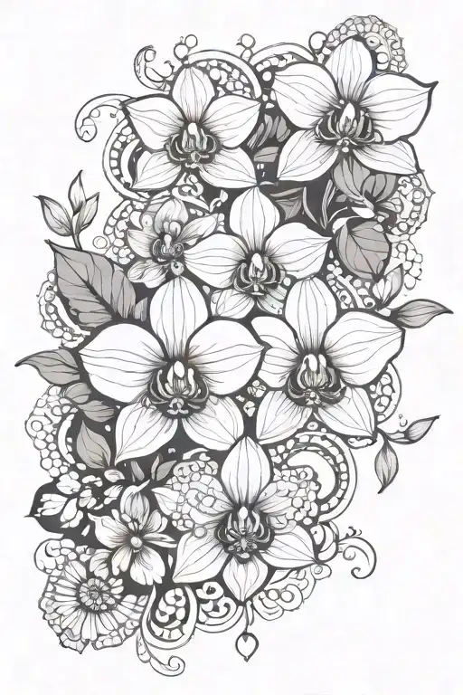 black orchid with mandalas  tattoo design idea
