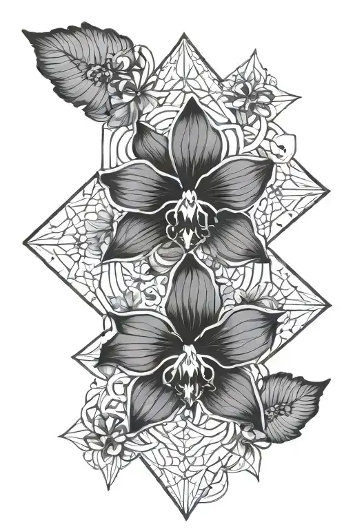 black orchid mandala sleeve tattoo design idea