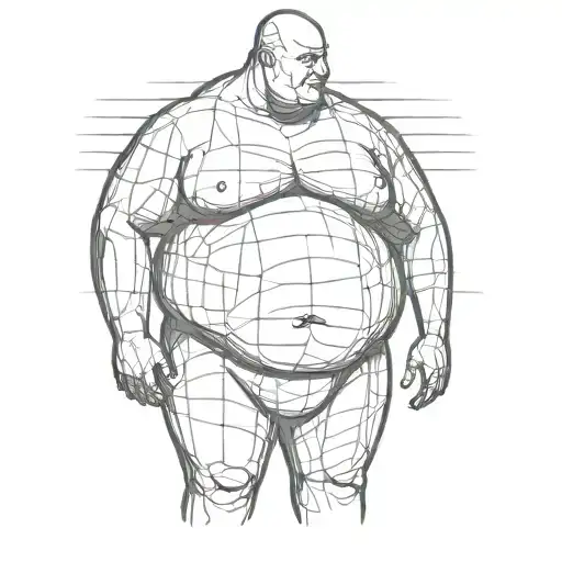 Fat male body silhouette tattoo design idea