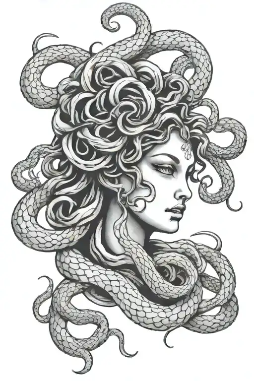 Medusa face with snakes intertwined tattoo design idea