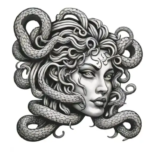 Medusa face with snakes intertwined tattoo design idea