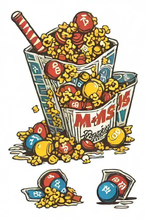 tenpin movies popcorn m&ms tattoo design idea