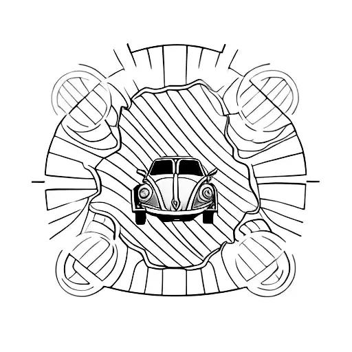 volkswagen bug convertible profile tattoo design idea