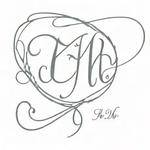 Initials M B J in cursive with date 07.20.24 underneath  tattoo design idea