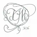 Initials M B J in cursive with date 07.20.24 underneath  tattoo design idea