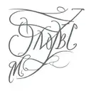 Initials M B J in cursive with date 07.20.24 underneath  tattoo design idea