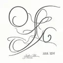 Initials M B J in cursive with date 07.20.24 underneath  tattoo design idea