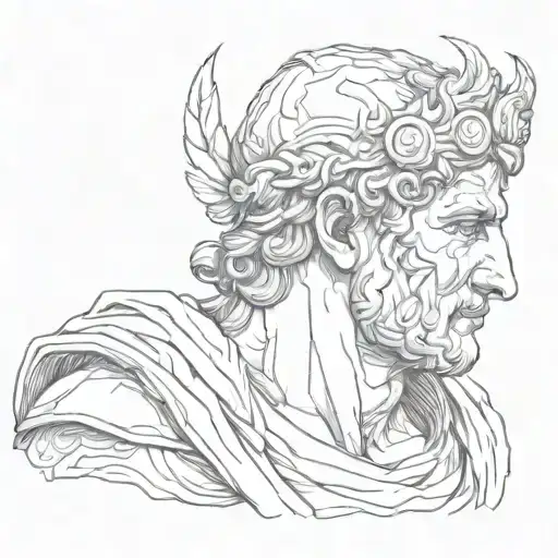 roman statue head tattoo design idea