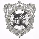  A mirror at the center with the word "Validation" written on the surface. Chains extend from the mirror's reflection, w tattoo design idea