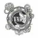  A mirror at the center with the word "Validation" written on the surface. Chains extend from the mirror's reflection, w tattoo design idea