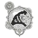  A mirror at the center with the word "Validation" written on the surface. Chains extend from the mirror's reflection, w tattoo design idea