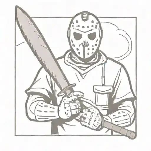 Jason voorhees holding machete tattoo design idea