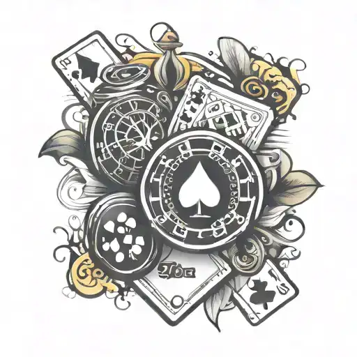 bingo and poker cards tattoo design idea