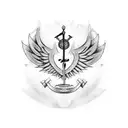 A tribal nurse symbol with angel wings and medical tools tattoo design idea