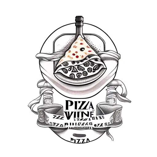 pizza oven and wine bottle tattoo design idea