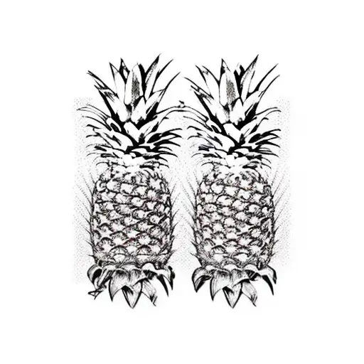 Twelve inch wide long Beach sunset with pineapples and sparrows tattoo design idea
