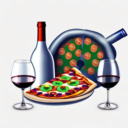 wine bottle and wine glass and pizza and fried chicken tattoo design idea