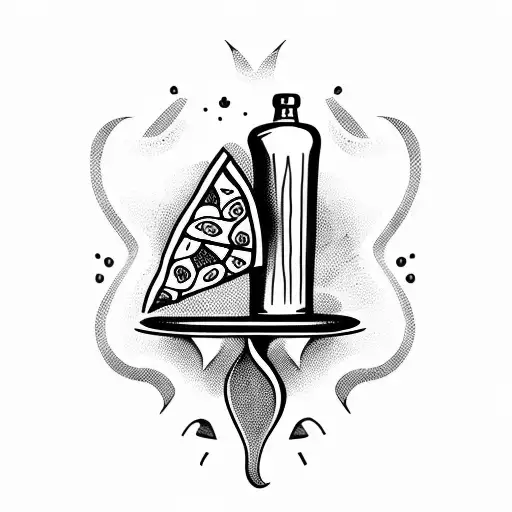 wine and pizza tattoo design idea