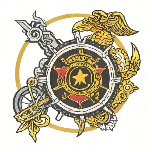 Marine Corps Emblem and bike wheel tattoo design idea