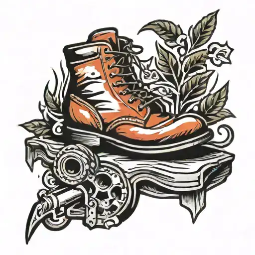 work boots tattoo design idea