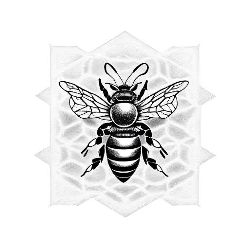 queen bee emerging from honeycomb tattoo design idea