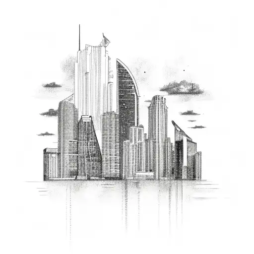 Miami skyline tattoo design idea