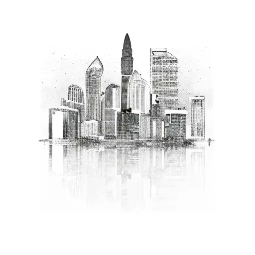Miami skyline horizontally tattoo design idea