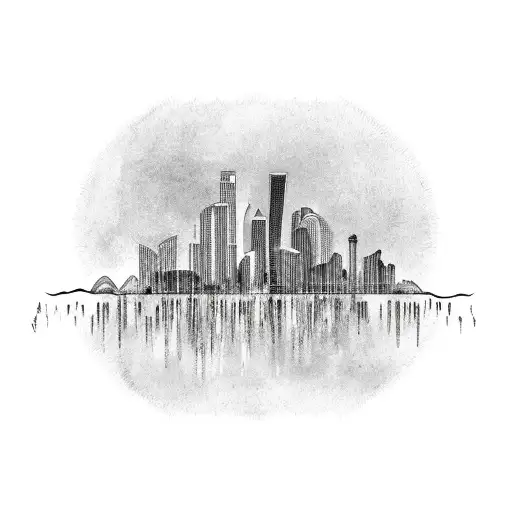 EKG heartbeat but have the Miami skyline in between a heartbeat tattoo design idea