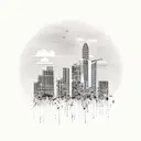 Miami skyline within a heartbeat form tattoo design idea