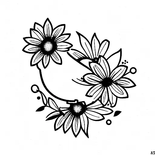 yellow bird with daisies tattoo design idea