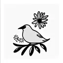 yellow bird with daisies tattoo design idea