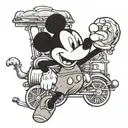 mickey mouse on a train tattoo design idea