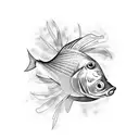 fish scales and flowers tattoo design idea