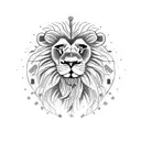 Lion head with roses broken old watch number 13 as card tattoo design idea