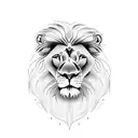 Lion head with roses broken old watch number 13 as card tattoo design idea