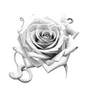 rose with two snakes around it tattoo design idea