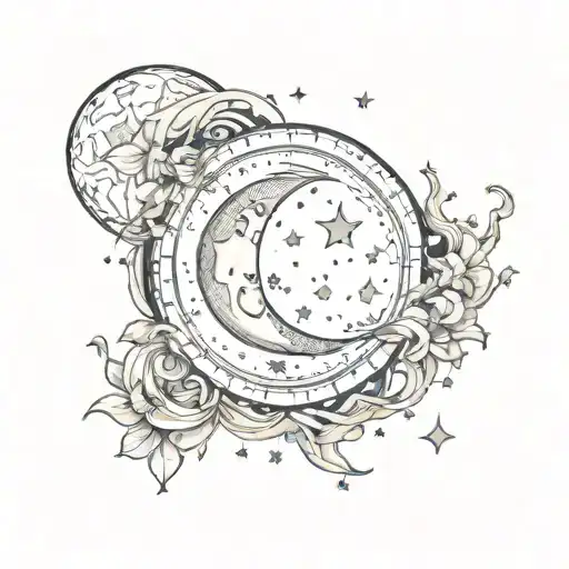 Gemini celestial moon stars tattoo design idea