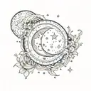 Gemini celestial moon stars tattoo design idea