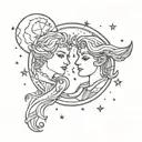 Gemini celestial moon stars tattoo design idea