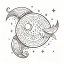 Gemini celestial moon stars tattoo design idea