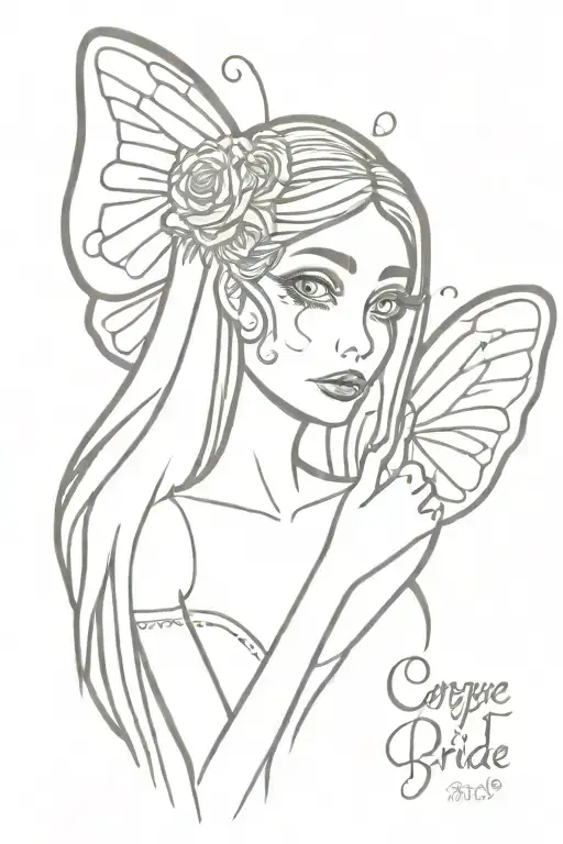 corpse bride butterfly tattoo design idea