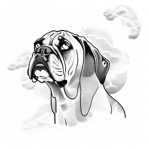 A fierce female boxer surrounded by a cloud of money tattoo design idea