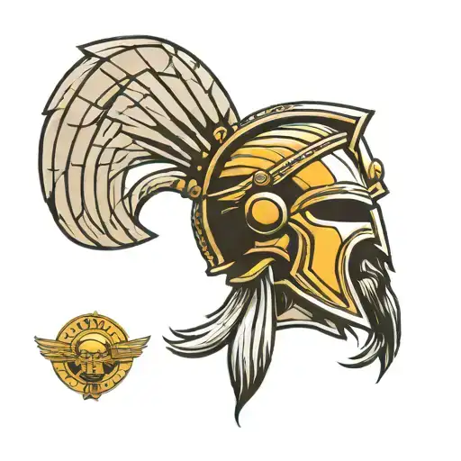 Tattoo with Leonidas helmet and shield of Sparta tattoo design idea